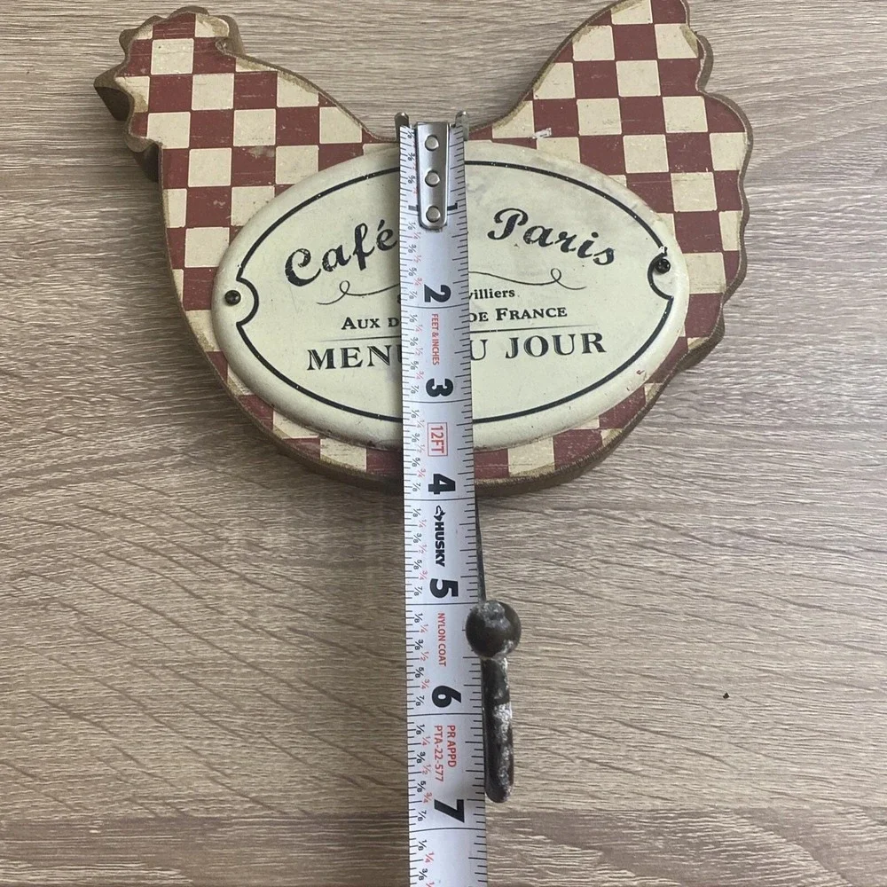 Cafe De Paris Rooster Wall Hook Rustic Chevron Pattern Rooster Wall Mount Hook